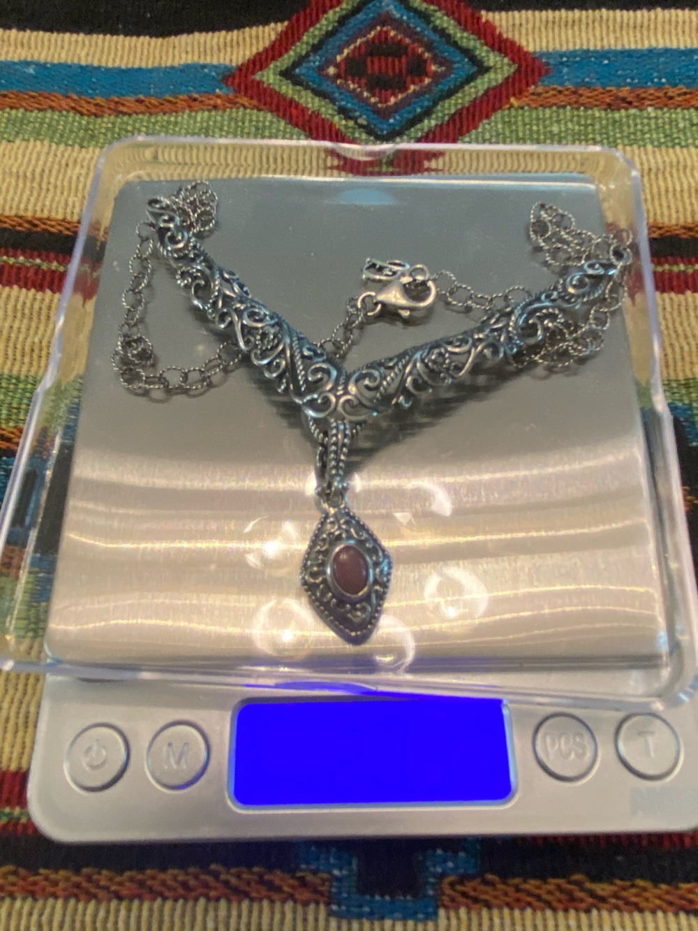 Carolyn Pollack Sterling Filigree Necklace with Pink Cabochon - Picture 4 of 4
